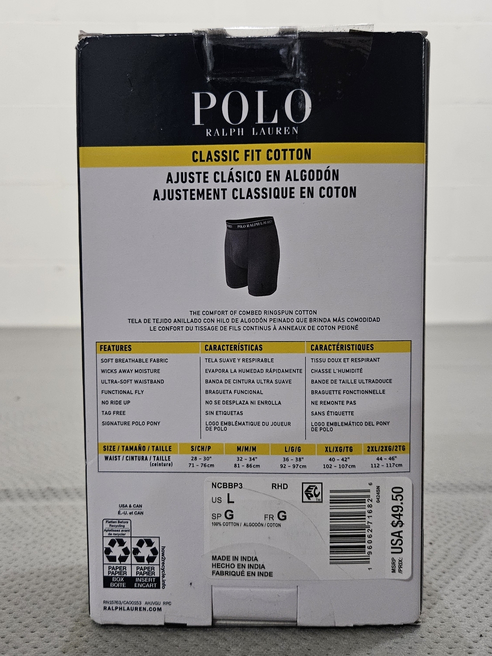 Polo by Ralph Lauren Men's 3-Pack Boxer Briefs - Black, Gray, Red - Size Large - Picture 2 of 3